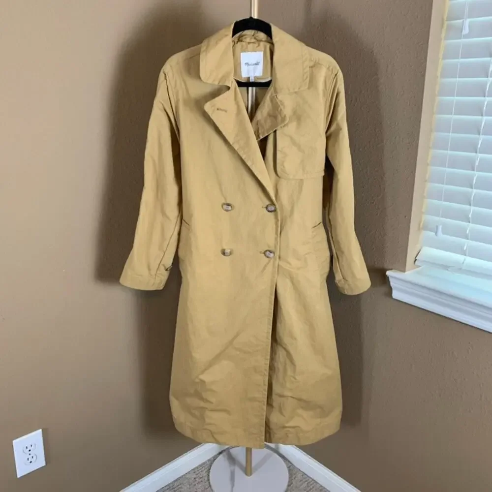 Madewell Signature Trench Coat Small Tan Belted Double Breasted Classic Jacket - Picture 2 of 8